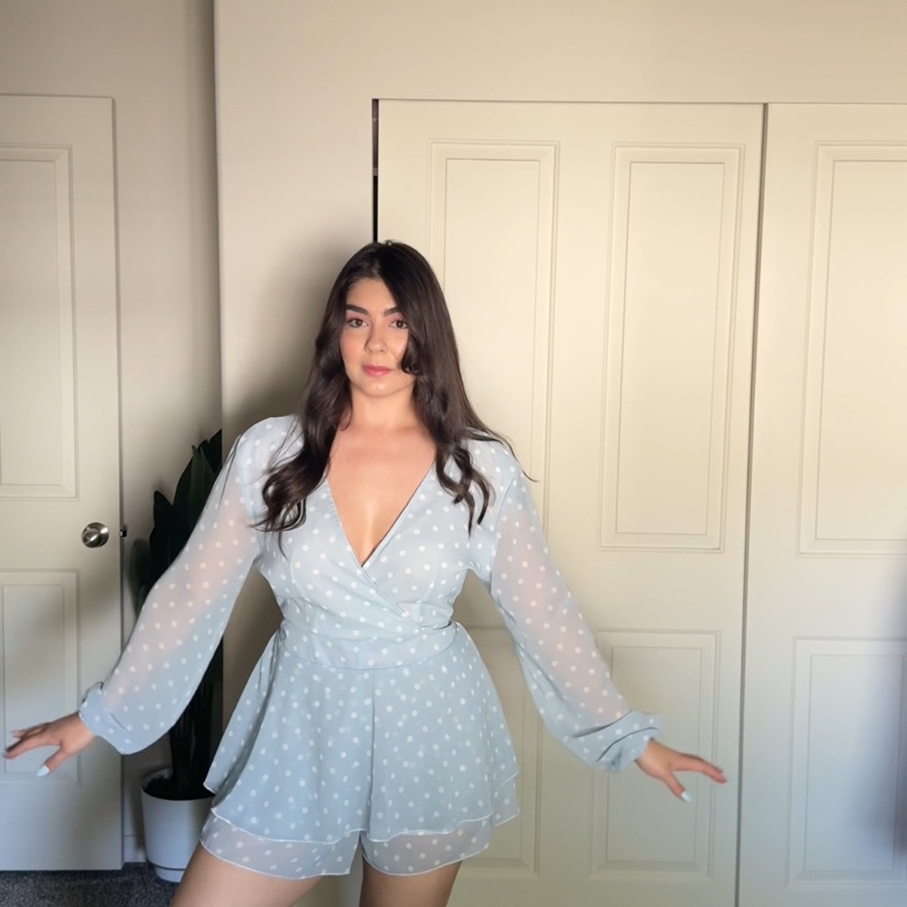 Light Blue Polka Dot Romper
